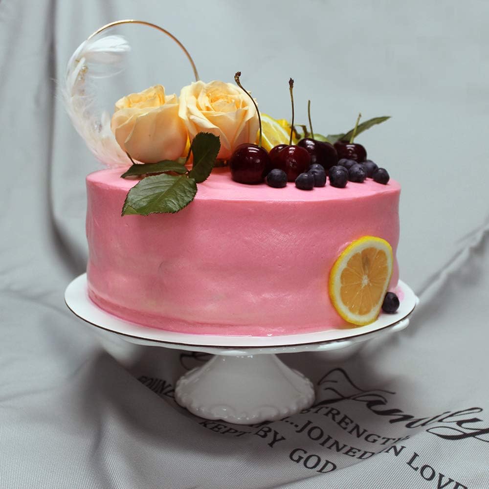 10 Inch White Ceramic Cake Stand (Holds 10 Inch Cake), Decorative Cupcake Stand, Dessert Display Plates for Snacks and Cookies, Baby Shower, Birthday, Wedding Party Decor