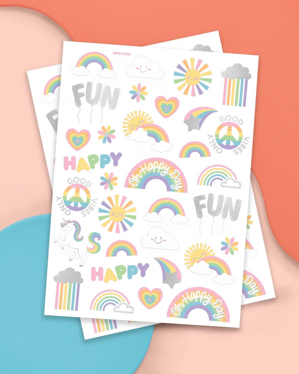 xo, Fetti Rainbow Temporary Tattoos - 46 Glitter Styles | Unicorn Birthday Party Supplies, Oh Happy Day Baby Shower, Magical Party Favors