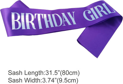 Birthday Girl Sash, Pink Foil White Birthday Sash for Girl Sweet 16th 18th 20th 21st 30th Fun Birthday Party Gifts Favors Decorations