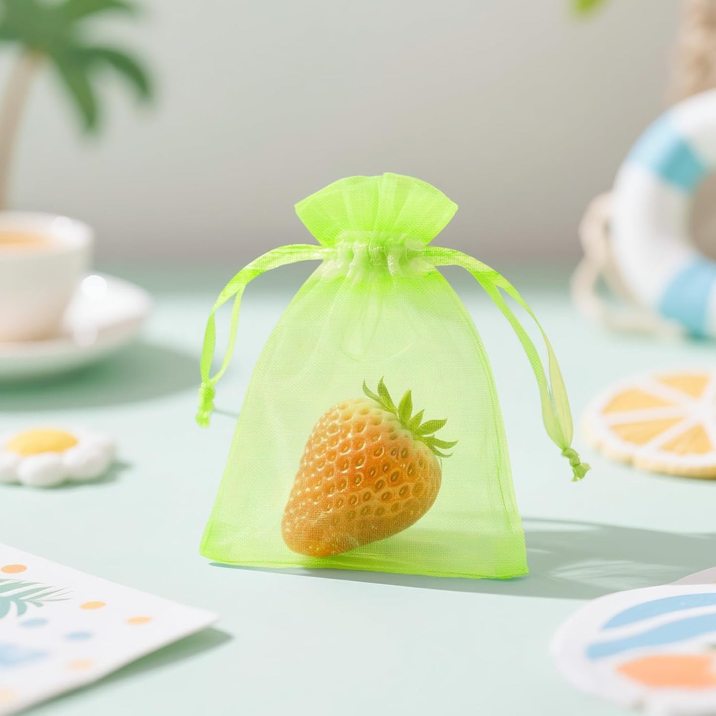 joycraft 50Pcs Organza Bags, 2x3 inch Gift Favor Bags, White Wedding Favor Bags, Jewelry Pouches with Drawstring, Mesh Bags Drawstring for Jewelry, Festival, Makeup, Candy, Desserts