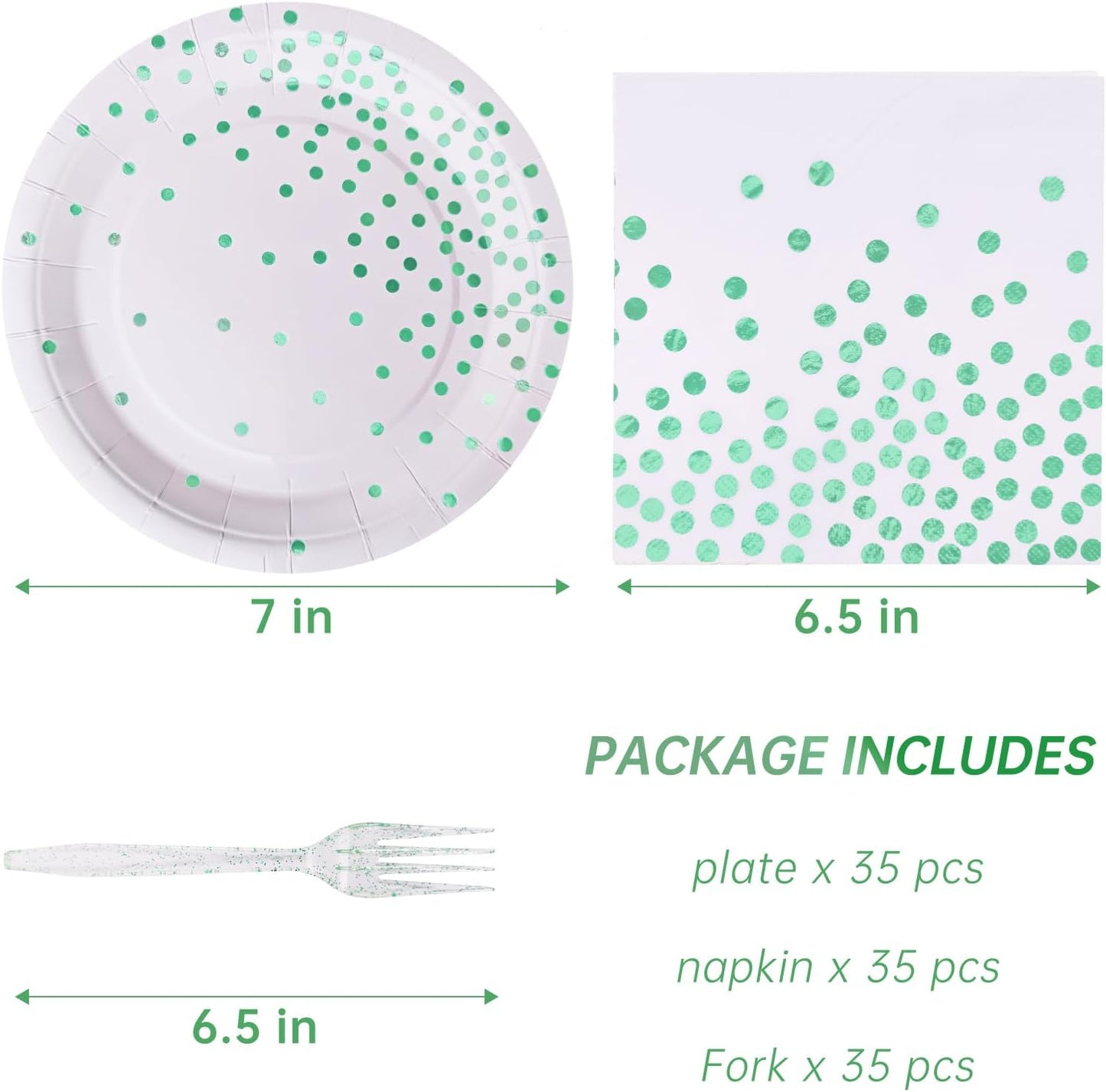 White and Gold Paper Plates Napkins Party Supplies,Disposable Gold Dot Paper Dessert Plates,105 PCS Birthday Plates and Napkins Party Supplies for Wedding(Serves 35 Guests 7")