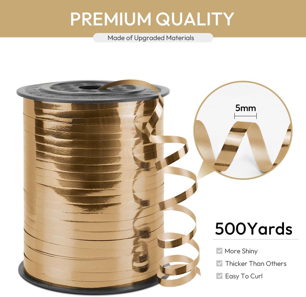 KMER LIFE White Crimped Curling Ribbon, 1/5" Wide x 500 Yards Christmas Curling Ribbons for Gift Wrapping, Party Decoration, Balloon String, Crafting, Balloon Ribbons for Florist Flower (1 Roll)
