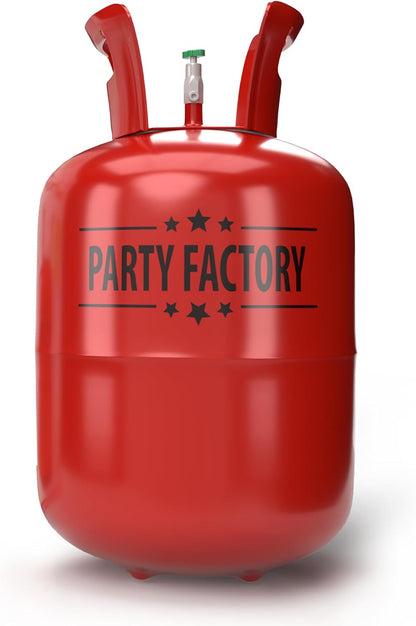 Party Factory Helium Tank, 7 cu.ft, Red - Fills up to 30 Balloons, Unisex, Occasion Type: Birthday, Bachelorette Party, Christmas, Wedding