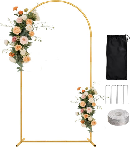WellSign Wedding Arch Backdrop Stand 7.2FT, 6FT Set of 2, Gold Metal Balloon Arch kit Stand for Gender Reveal Ceremony Engagement Anniversary Bridal Valentine Party Event Decoration