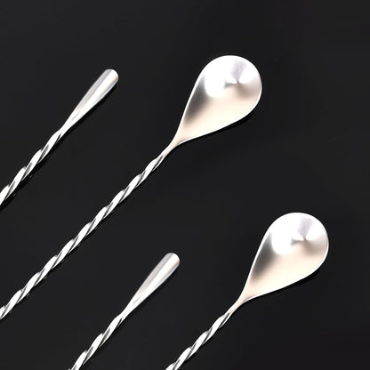 2 Pack Bar Spoon, Cocktail Mixing Spoon, Long Spoons for Stirring, 12 Inch Professional Spiral Stir Spoon for Bartenders, Home Bar Mixing Cocktail Making (304 Grade)