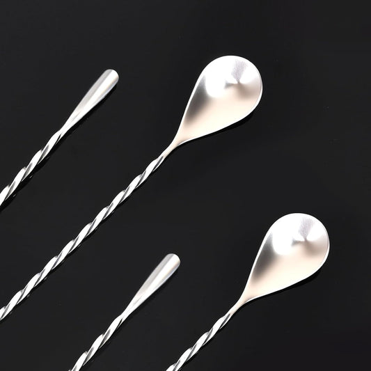 2 Pack Bar Spoon, Cocktail Mixing Spoon, Long Spoons for Stirring, 12 Inch Professional Spiral Stir Spoon for Bartenders, Home Bar Mixing Cocktail Making (304 Grade)