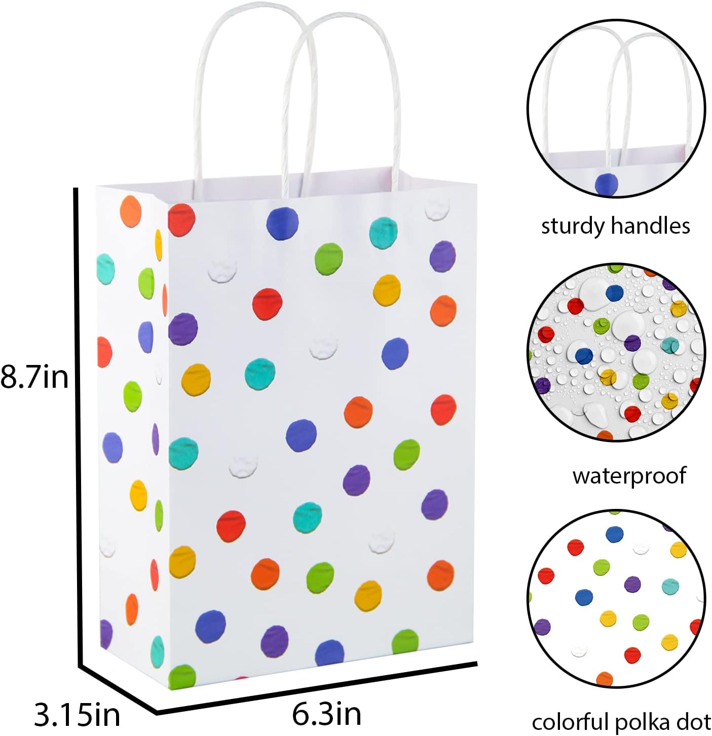 BLEWINDZ 32 Pieces Gift Bags with 32 Tissues, 8 Colors Party Favor Bags with Handles, Rainbow Gift Bag for Wedding, Birthday, Party Supplies and Gifts