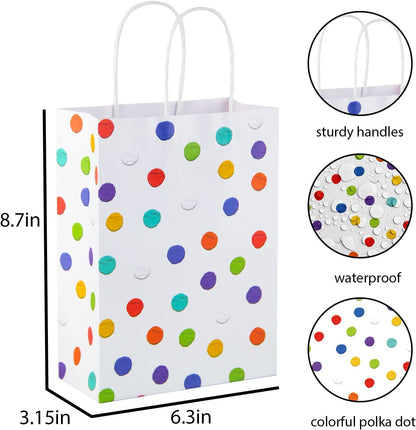 BLEWINDZ 32 Pieces Gift Bags with 32 Tissues, 8 Colors Party Favor Bags with Handles, Rainbow Gift Bag for Wedding, Birthday, Party Supplies and Gifts