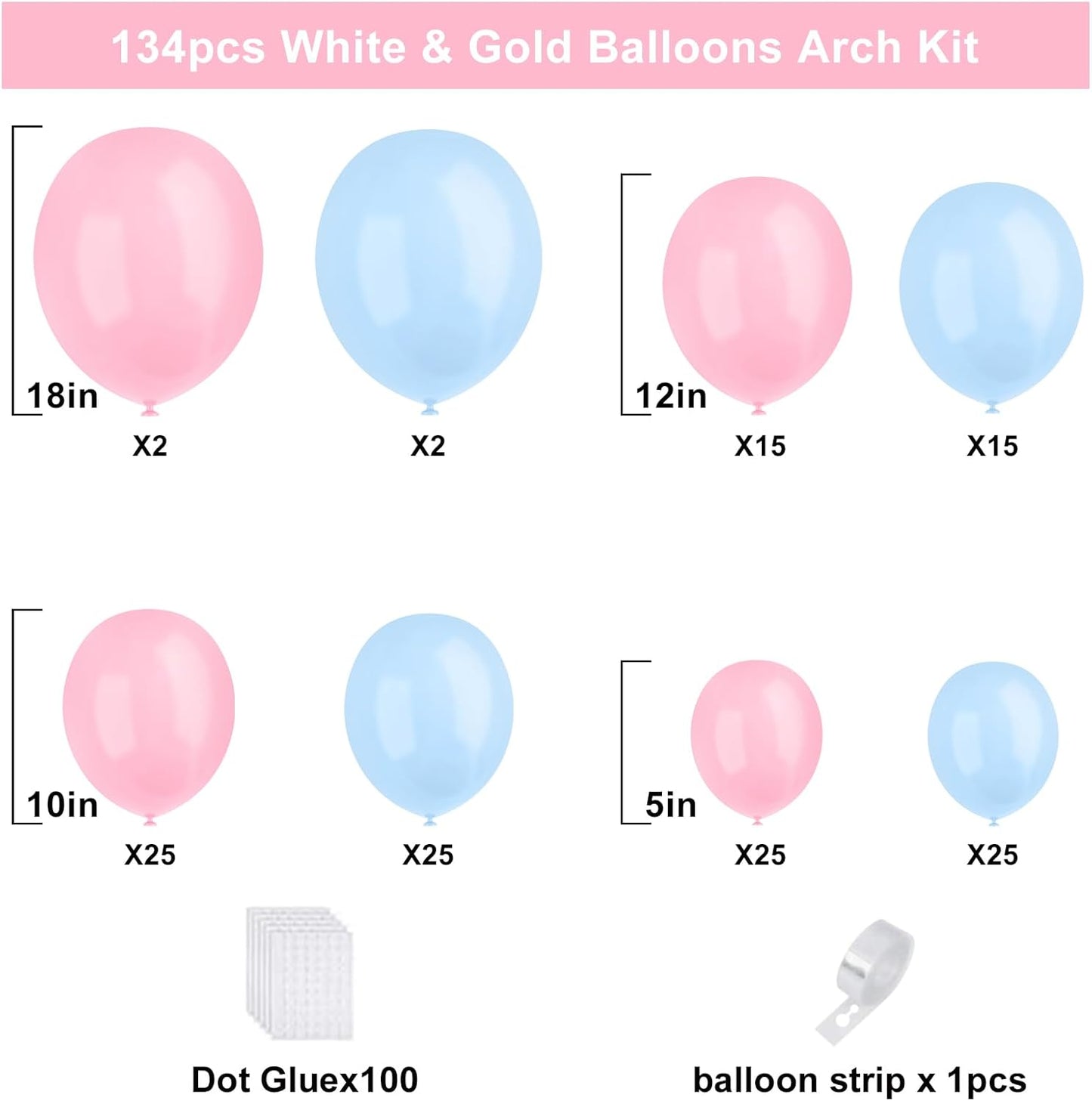 Black and Gold Balloons Garland Arch Kit, 134pcs Black and Metallic Gold Balloons with Different Size for 2026 Graduation Decorations, New Year, Birthday, Anniversary Party Decorations