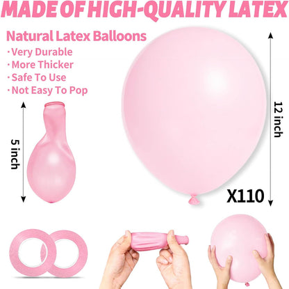 110pcs Black Balloon 12 inch, Black Latex Balloons for Birthday Party Baby Shower Wedding(with 2 Ribbons). - Colors A