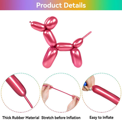 260 Balloons Clear, Thickening Long Balloons for Tying Arch, Twisting Latex Animals Magic Modeling Skinny Birthday Balloon for Kid‘s Party Wedding Decoartion Supply 100pcs