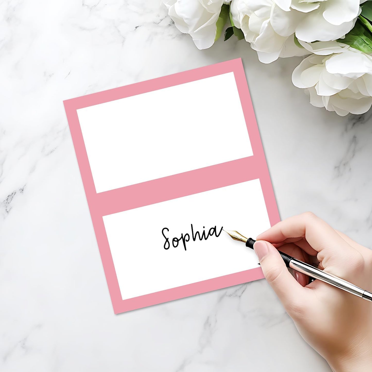 25 Pack Pink Plaid Bow Place Cards, Editable Name Cards for Table Setting, Tent Cards Food Label for Dinner Party, Bridal Shower, Wedding, Baby Shower and Events -T30