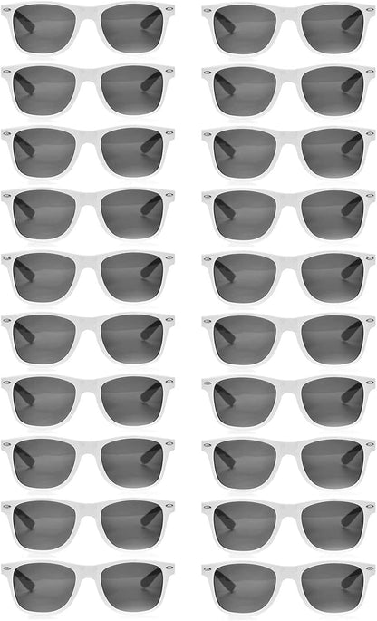 20 Pairs Bulk Sunglasses for Adult Retro 70s 90s Cheap Glasses (Black)