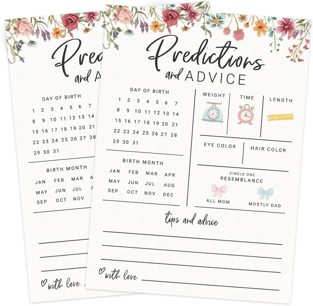 Printed Party Baby Shower Games for Girl – 4 Games and Activities for 30 Guests, Includes Bingo, Price is Right, Mommy or Daddy Trivia, and Storybook Title Guessing, Wildflower Baby in Bloom Design