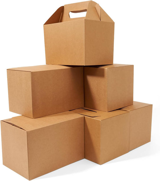 Happyhiram 30 CT Large Welcome Boxes with Handles White, 9x6x6 Gable Gift Easter Boxes Cardboard Paper Party Favor Boxes Barn Style Carry Out Box Recyclable Paper Gift Packaging Boxes for Food Box Lunch Cookies Donuts Baby Shower Bridal Shower Wedding