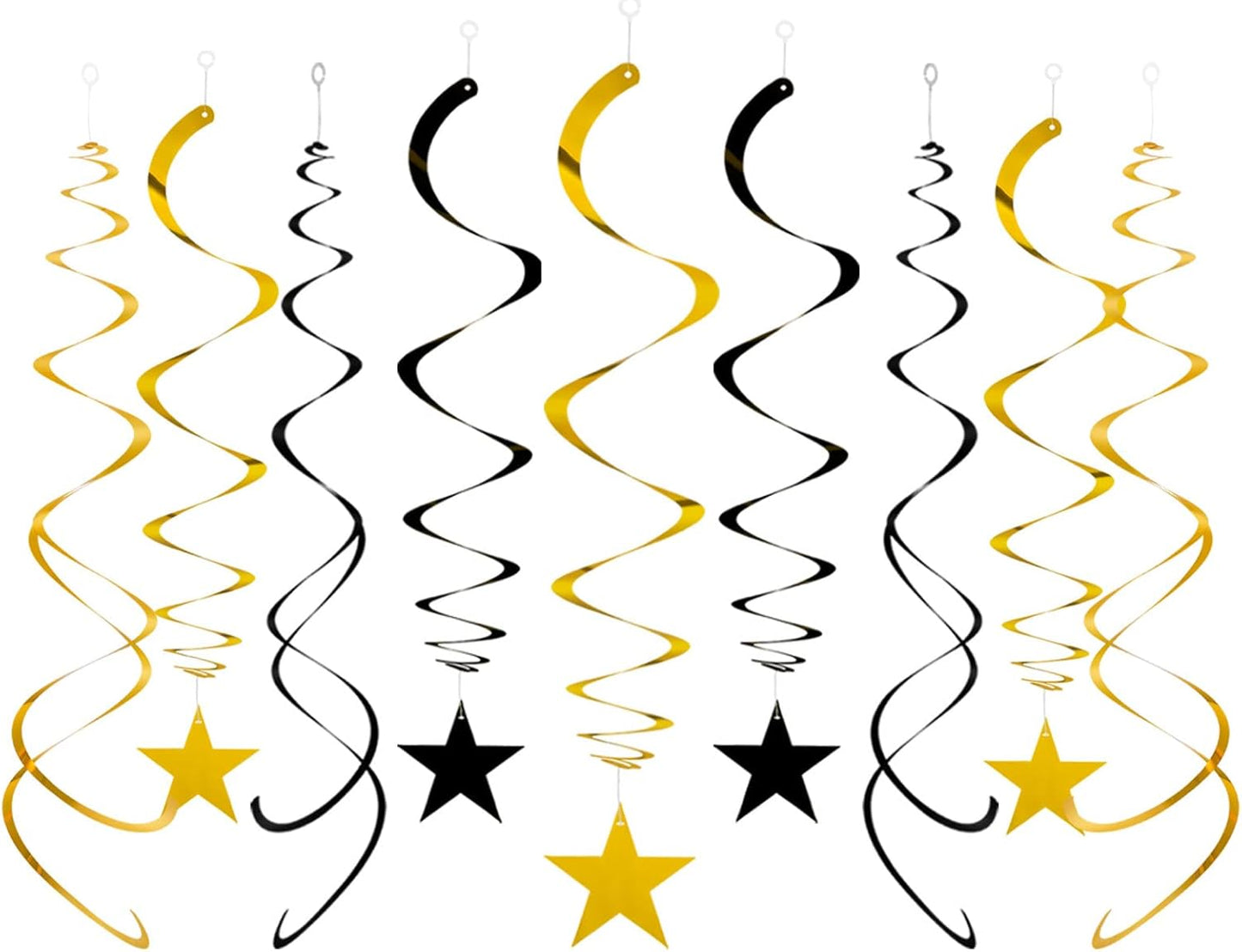 Blue Gold Star Hanging Swirl Decorations,Foil Streamers Ceiling Hanging Whirls Party Decorations,Pack of 20
