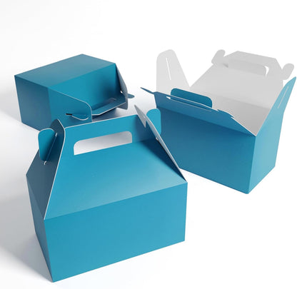 XAGLVV 24 Pack White Paper Gable Boxes,6.2 Inch Candy Boxes with Handle, Snack Party Favor& Gift Cookie bags for kids Birthday,Wedding, Baby Shower, Graduation.