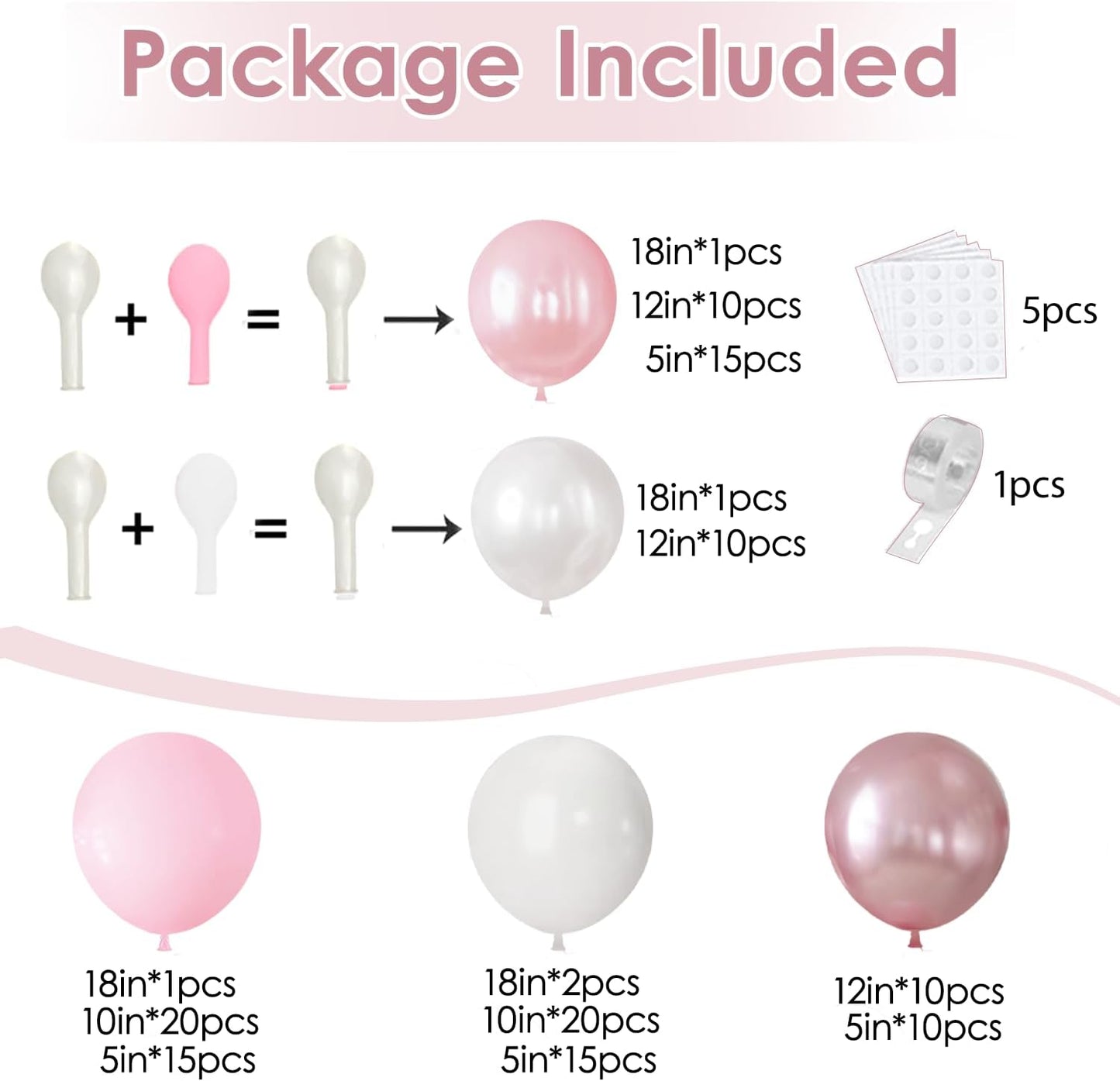Rose Gold Balloon Garland Kit, Nude Pastel Pink Metallic Gold Matte White Balloons Gold and Rose Gold Confetti Balloons for Valentines Day Wedding Bridal Shower Party Girl Birthday Decorations