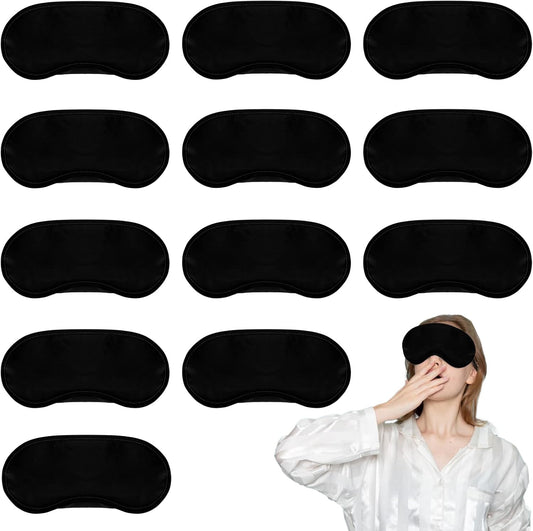12 Pcs Blind Fold for Game Sleep Eye Masks Set, Black Blindfolds Mask Games Eye Cover with Adjustable Elastic Strap Blind Folds for Game, Travel Sleeping