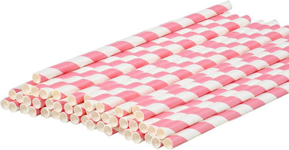 Disposable Paper Straws Solid Green - 7.75'' x 0.24'', 100 Counts - for Drinking, Beverage, Juice, Soda, Bar Supplies