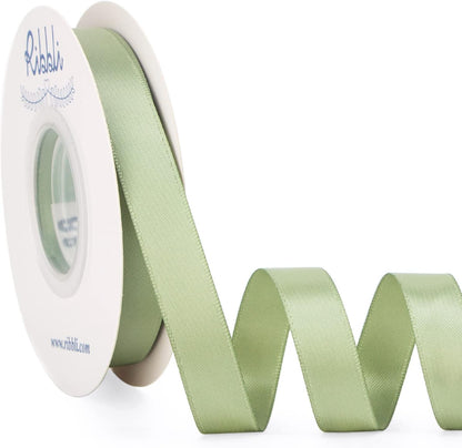 Ribbli Double Faced White Satin Ribbon,3/8” x Continuous 25 Yards,Fabric Ribbon use for Bows Bouquet,Gift Wrapping,Floral Arrangement