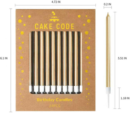 Pink Gold Long Thin Birthday Candles, Cake Candles, Birthday Parties, Wedding Decorations, Party Candles
