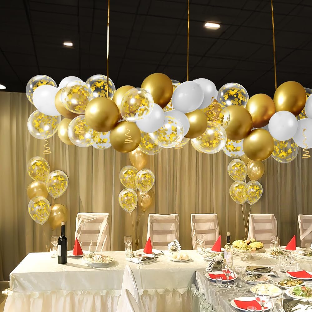 Gold Confetti Balloons, 50 Pcs 12 Inch, Glitter Gold Confetti Party Balloons, Party Decorations, Birthday Wedding Baby Shower Party Balloons Decorations