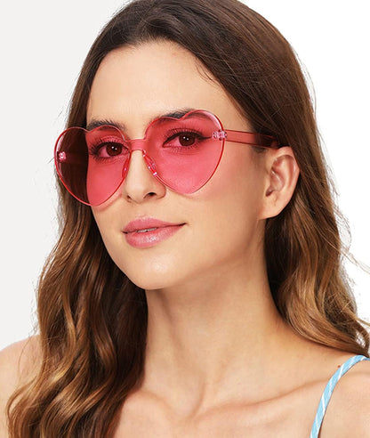 LIULIUBTY Heart Shaped Rimless Sunglasses 12Pack, Bachelor Party Cool Colorful Funky Sunglasses