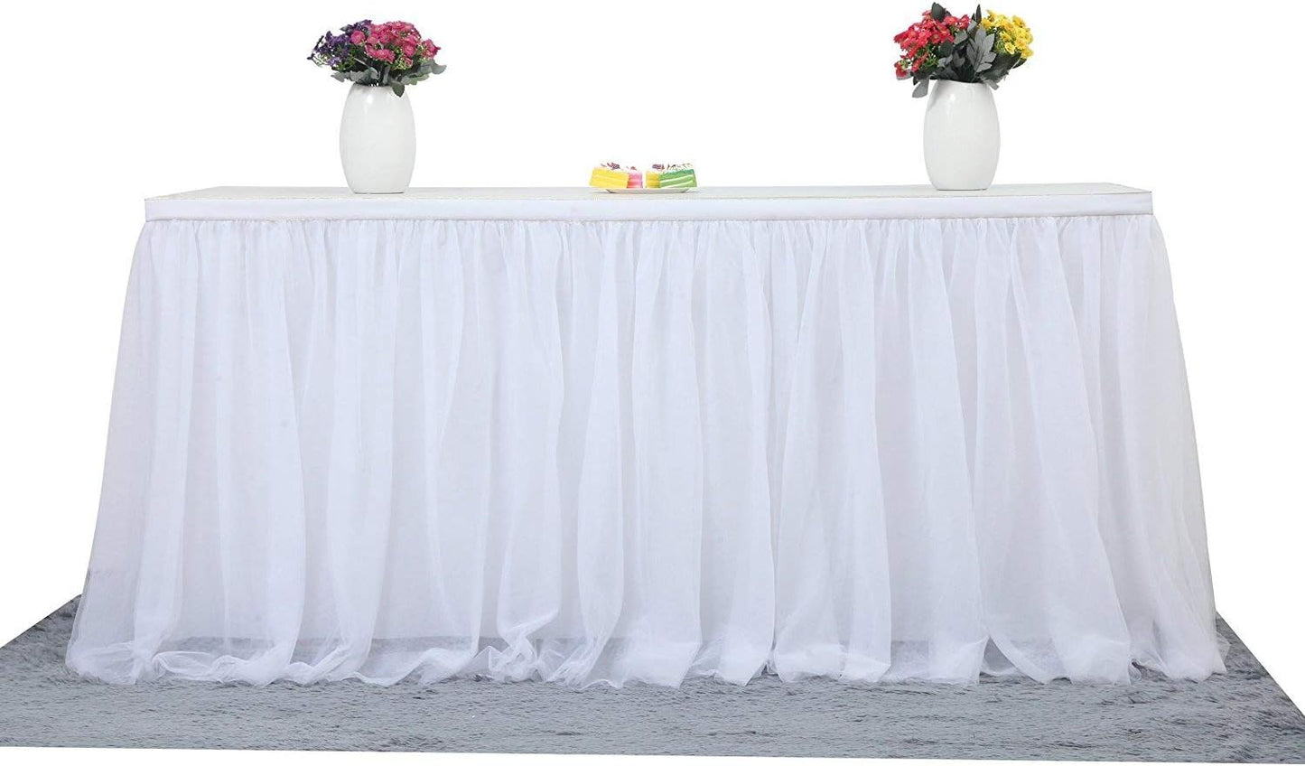 Suppromo 6ft Pink Tulle Table Skirt Baby Shower Tablecloth for Rectangle Tables or Round Tables Pink Ruffle Tutu Table Skirts Desk Skirt for Princess Girls Birthday Party Cake Dessert Decorations