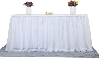 Suppromo 6ft Pink Tulle Table Skirt Baby Shower Tablecloth for Rectangle Tables or Round Tables Pink Ruffle Tutu Table Skirts Desk Skirt for Princess Girls Birthday Party Cake Dessert Decorations