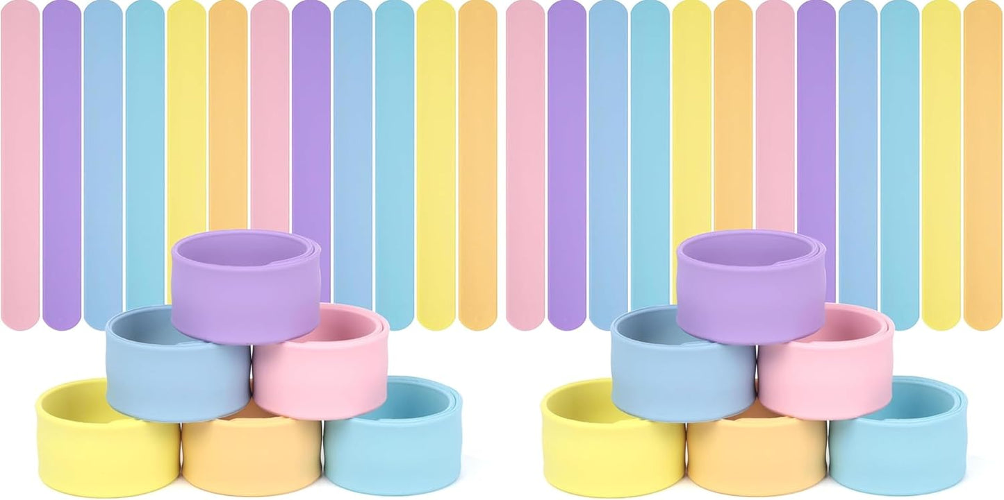 LovesTown 12PCS Silicone Slap Bracelets, Colorful Snap Bracelet for DIY Kids Gifts, Classroom Prizes, Party Favors