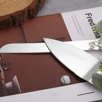 TANG SONG Rustic Style Stainless Steel Wedding Cake Knife and Serving Set Resin Plastic Handle with Artificial Green Leaf shape Design