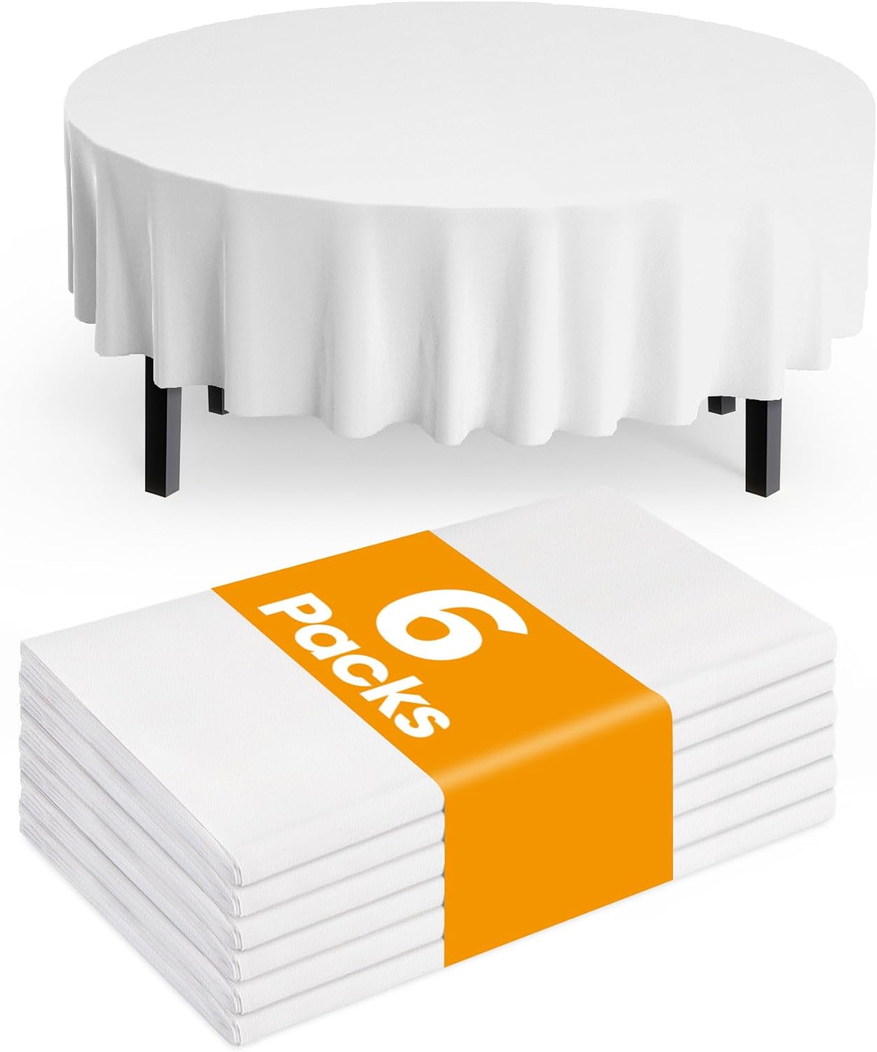 Pureegg Plastic Table Cloth Disposable 6 Pack, 54 x 108 Inch Table Cloths, Party, Picnic, Wedding, Decorative Tablecloths, Rectangle, White Plastic Cover, Waterproof, White