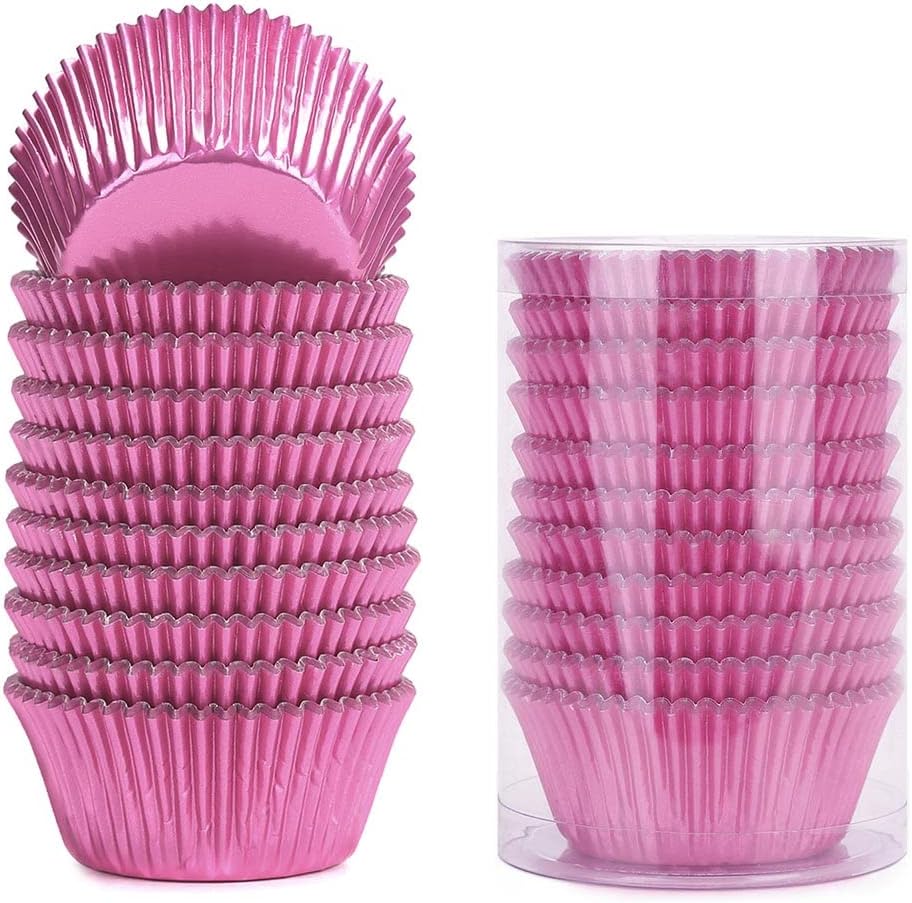 Gifbera White Metallic Foil Cupcake Liners Standard Size Baking Cups, 200-Count
