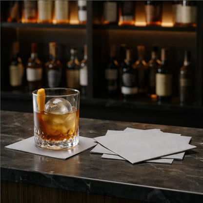 AH AMERICAN HOMESTEAD Cocktail Napkins-Disposable Beverage/Bar Napkins-White Linen-Like Square Napkins-Eco-Friendly & Compostable-Everyday Use, Party or Wedding 4.75inch x 4.75inch (100 Count, White)