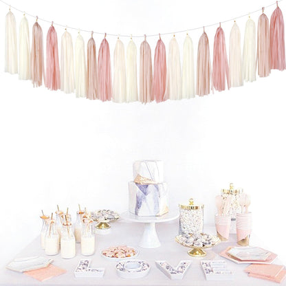 Navy-Blue White-Silver Tassel Garland Streamers - 15pcs Party Decorations Tissue Paper Tassels Banner,Graduation 2025 Wedding Baby Bridal Shower Hanging Decoration Boy Birthday Backdrop Decor Panduola