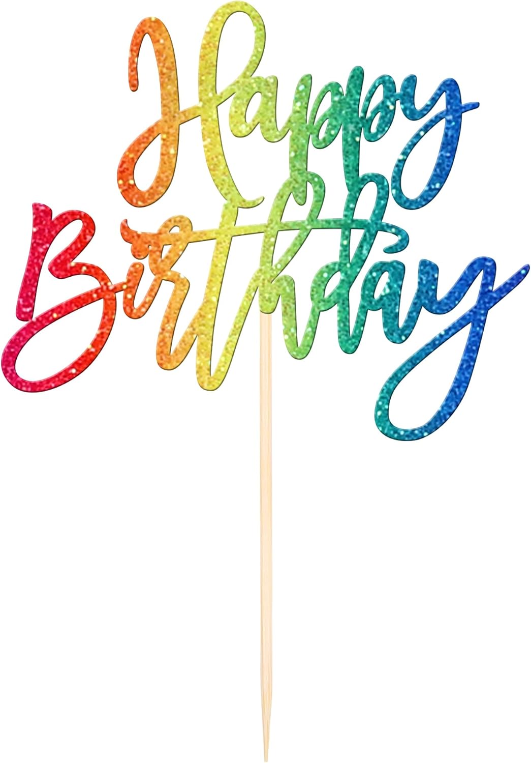 ZHUOWEISM 1 PCS Gold Happy Birthday & Anniversary Cake Topper