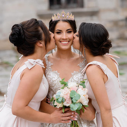Silver Birthday Crown Headband with Sash for Women - Rhinestone Tiara for Birthday Parties