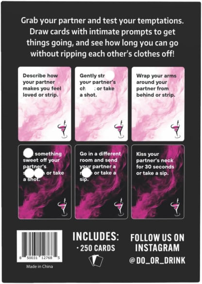 Do or Drink Sip or Strip Adult Drinking Card Game for Couples, Date Night & Parties – 250 Dares, Questions & Challenges for Boyfriend, Girlfriend, or Wife and Husband