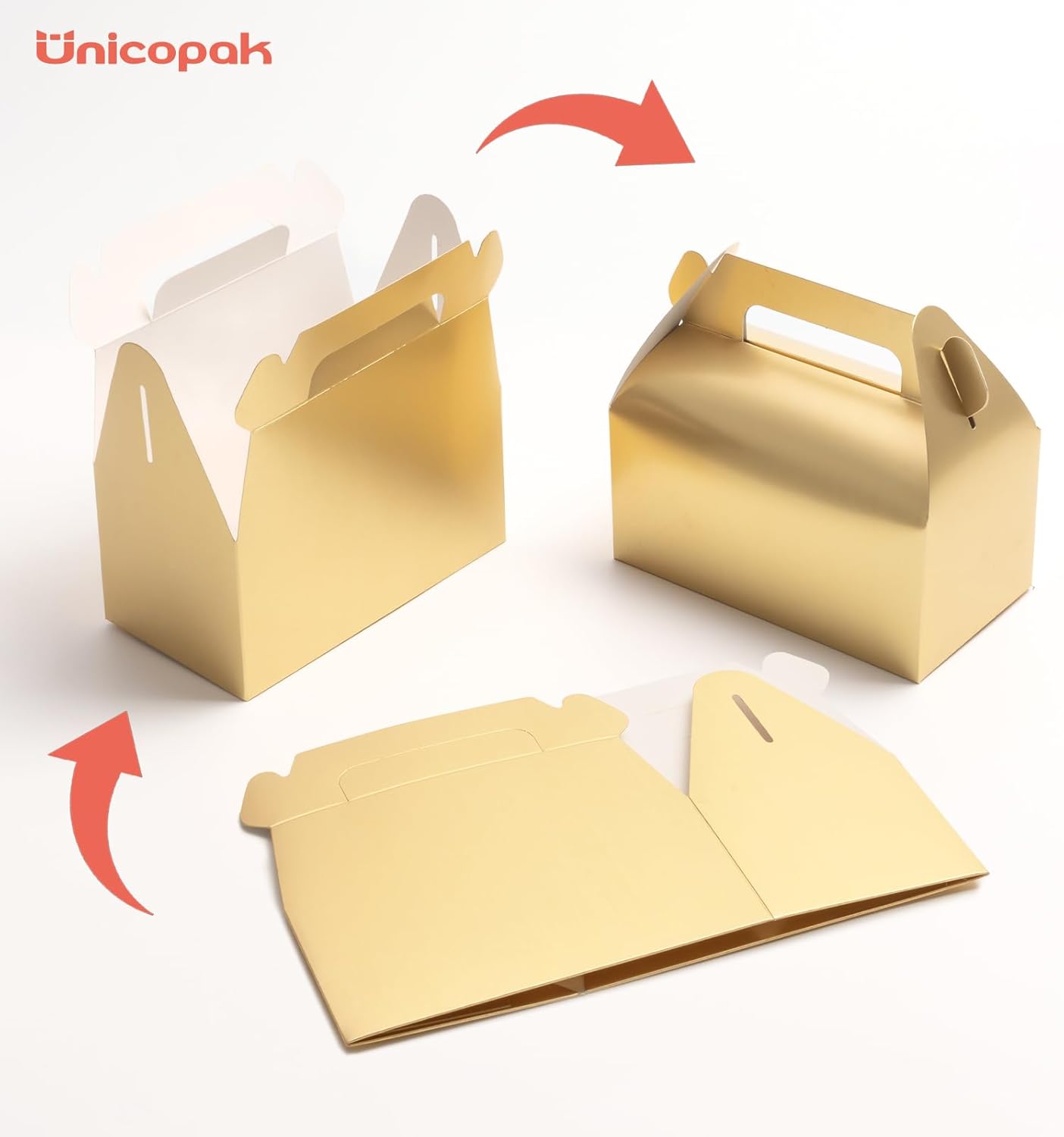 UnicoPak 30 Pack Party Favor Boxes Treat Boxes, White Gable Gift Boxes for Party Favors Goodies Cookies Treats Candies Meals Lunch, 6.5x3.5x3.5 Inches