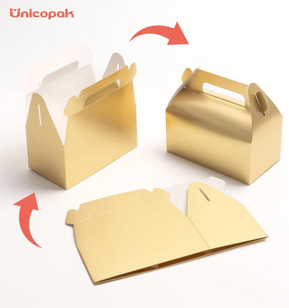 UnicoPak 30 Pack Party Favor Boxes Treat Boxes, White Gable Gift Boxes for Party Favors Goodies Cookies Treats Candies Meals Lunch, 6.5x3.5x3.5 Inches
