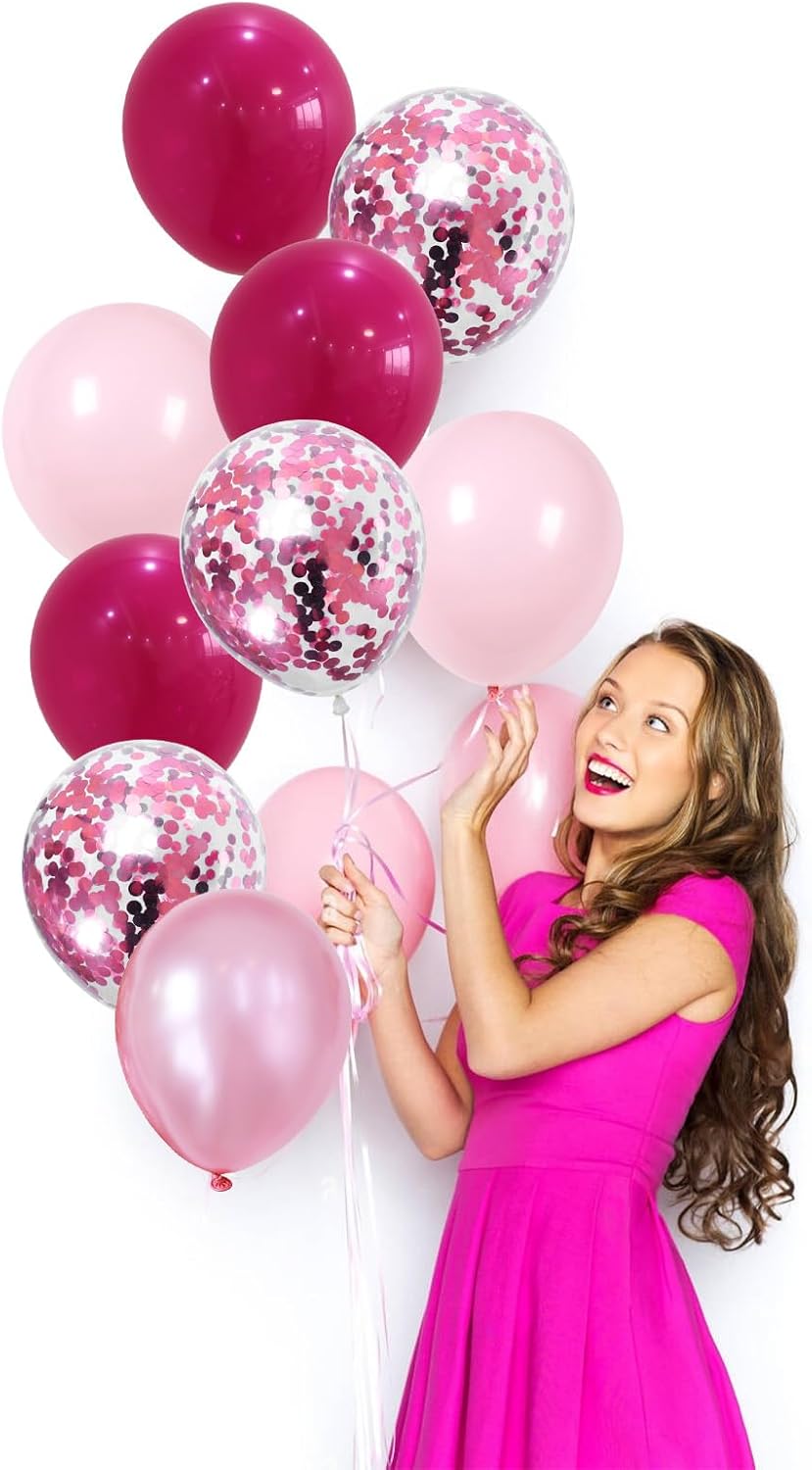 Pink Blue Purple Balloon, 60 Pcs 12 Inches Hot Pink Metallic Purple Teal Yellow Balloons Confetti Balloons for Kids Magic Theme Birthday Decoration Baby Shower Girls Music Party Supplies