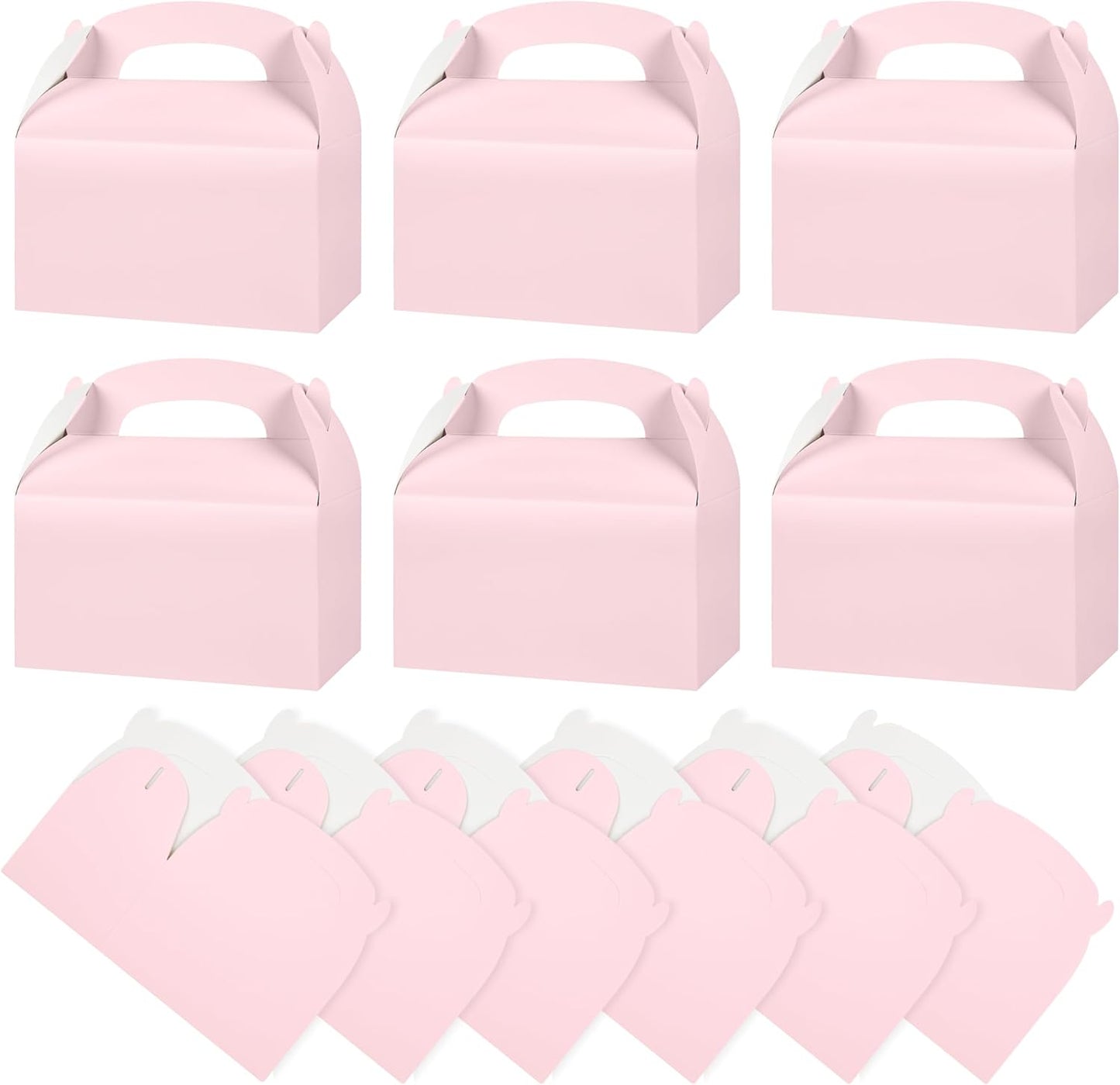 DjinnGlory 36 Pack White Party Favor Treat Boxes with Handle, DIY Paper Boxes for Baby Shower, Birthday, All Occasion, Small Gable Boxes for Small Business 6.18 x 3.58 x 3.38 Inches