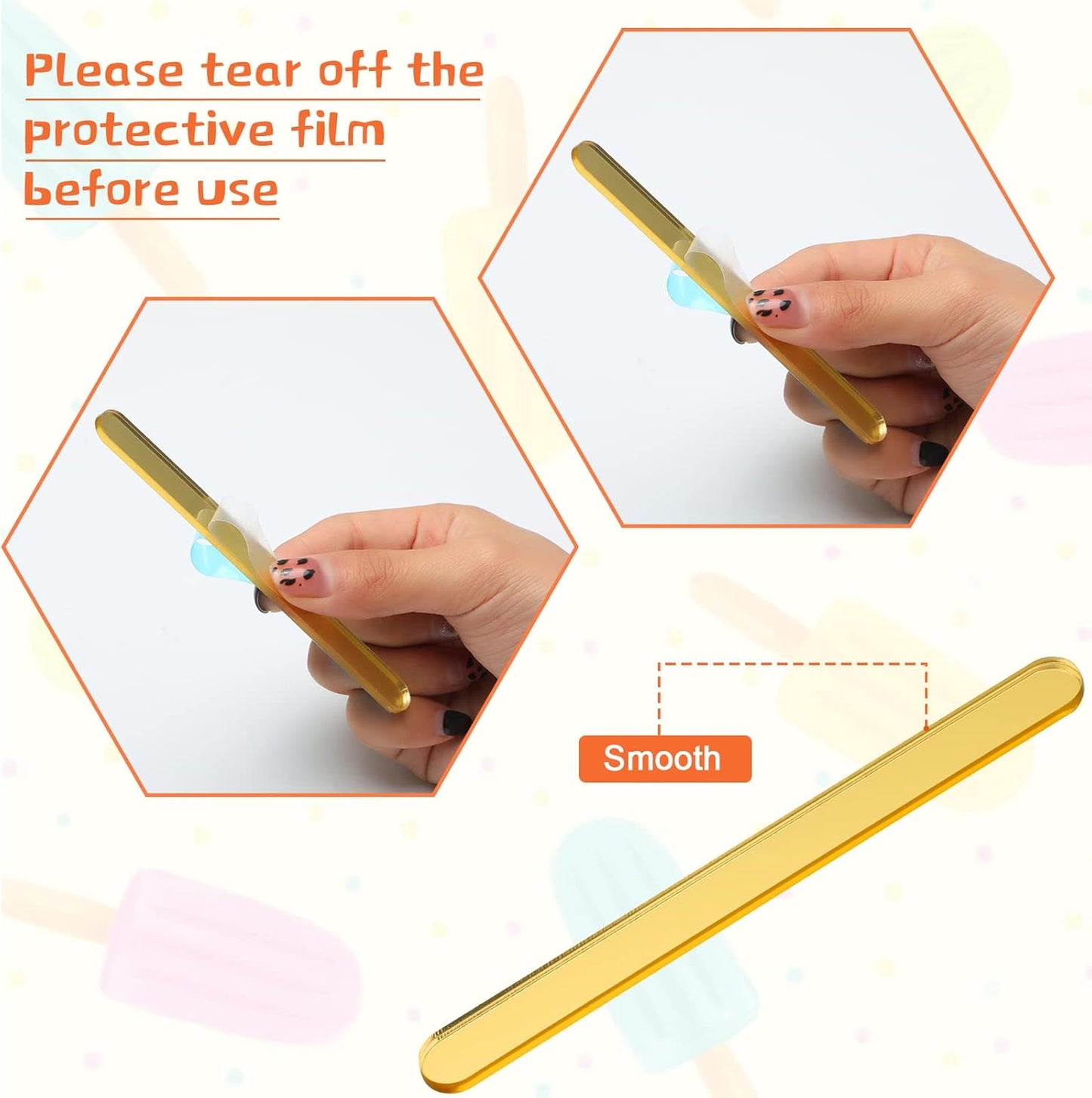 30 Pieces Acrylic Sticks Reusable Cakesicle Cake Pop Mold Mirror Ice Pop Sticks Ice Cream Cakesicle Mold for Home Cake Candy Gifts Party Craft