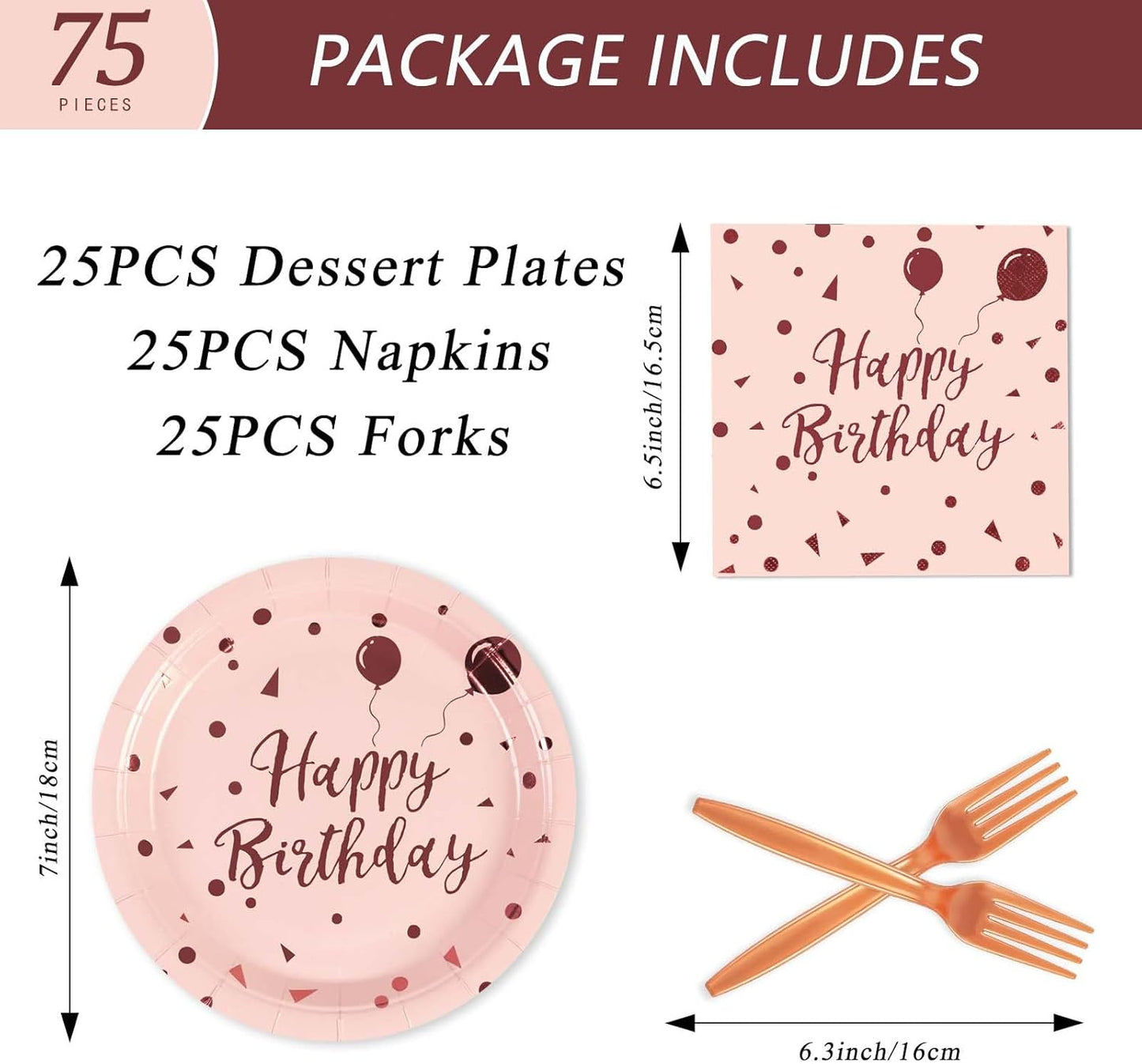 75PCS Paper Plates and Napkins Set - White and Gold Dot Disposable Party Dinnerware Includes Paper Plates, Napkins, Forks Decorations for 2026 New Year, Birthday, Wedding and Holiday, Serves 25
