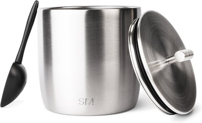 Simple Modern Vacuum Insulated Ice Bucket with Lid and Scoop | for Cocktail, Champagne, Wine, Beer, & Hosting | Stainless Steel 100oz Capacity for Large Parties | Rocks Collection | Midnight Black