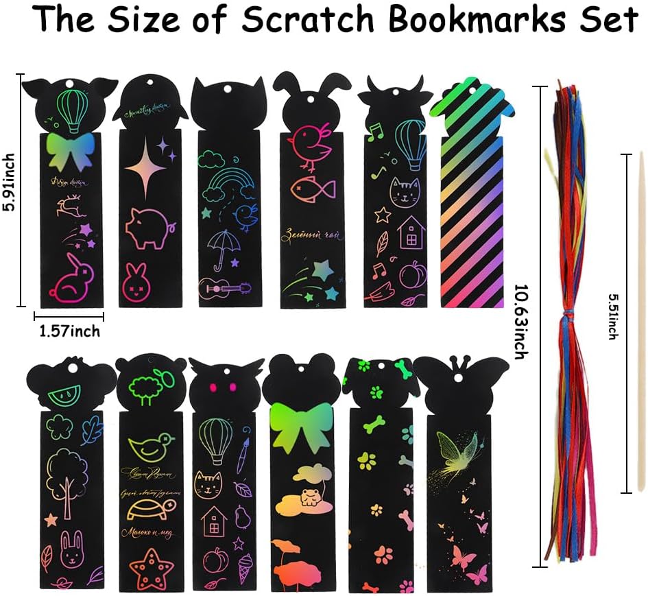 Christian Rainbow Scratch Bookmarks,Easter Basket Stuffers,Party Favors 60 Ribbons 30 Bamboo Stylus Bible Art Crafts Sunday School Crafts Christmas Scratch Off Cards Religious Gifts