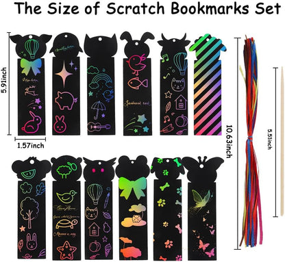 Christian Rainbow Scratch Bookmarks,Easter Basket Stuffers,Party Favors 60 Ribbons 30 Bamboo Stylus Bible Art Crafts Sunday School Crafts Christmas Scratch Off Cards Religious Gifts