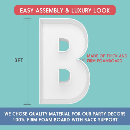 JW Passion - Premium Quality Made 3FT Tall Mosaic Balloon Frame Big Marquee Light Up Letters DIY Kit for Birthday Party Wedding Backdrop Decor Letter A Pre-Cut Foam Board