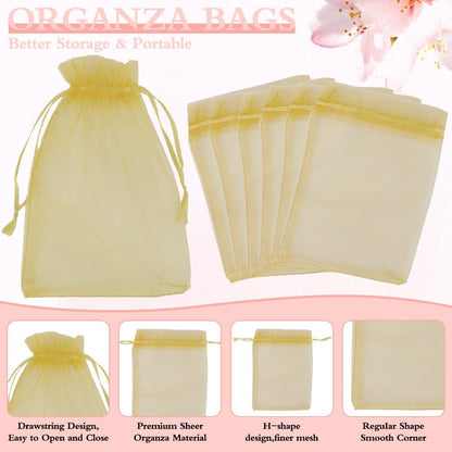 Organza Bags, Organza Bags 5 x 7 Inch, 50 Pcs White Sheer Party Favor Mesh Bag with Drawstring, Small Jewelry Gift Candy Bag for Wedding Christmas Birthday Halloween Graduation Party Favors Supplies